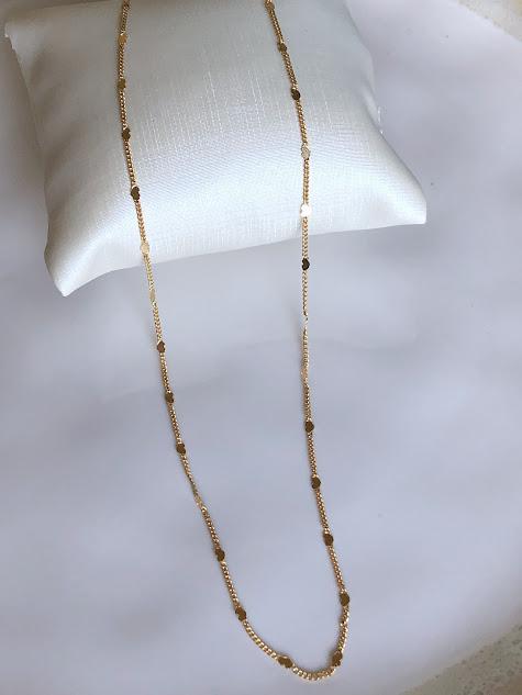 Colar Longo Mini Corações 60cm - Banhado a Ouro 18k