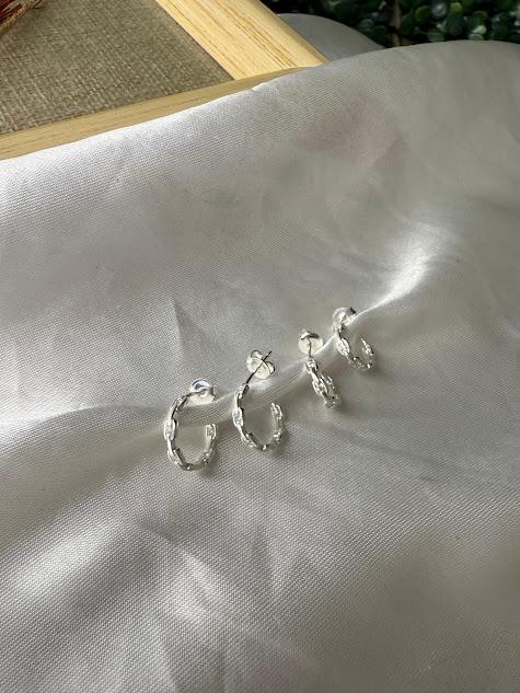 Duplinha de Argolas com Ponto de Luz - Prata 925