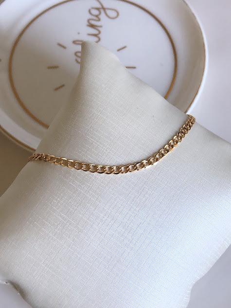 Pulseira Infantil Elos Grumet 15cm - Banhado a Ouro 18K