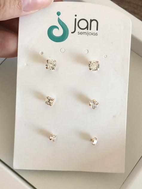 Trio Brinco Ponto de Luz Redondo - Banhado a Ouro 18k