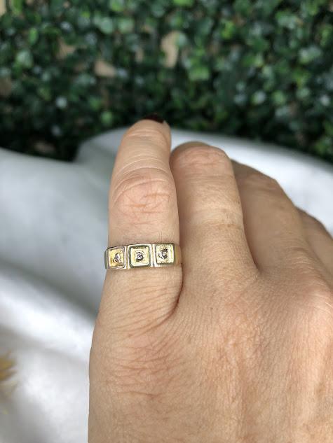 Anel ABC Plaquinhas Quadradas - Banhado a Ouro 18K