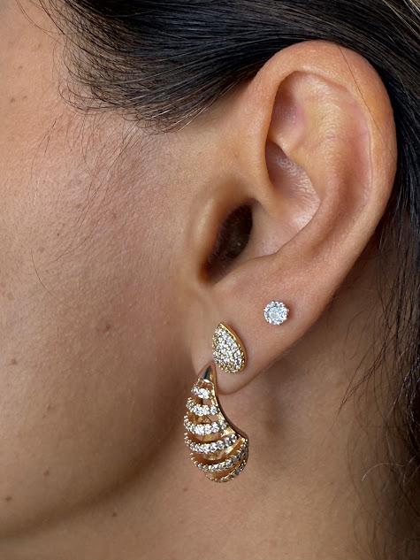 Brinco Gota Cravejada - Banhado em Ouro 18K