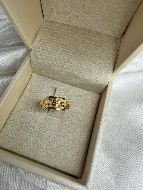 Anel Formatura ABC - Banhado a Ouro 18K