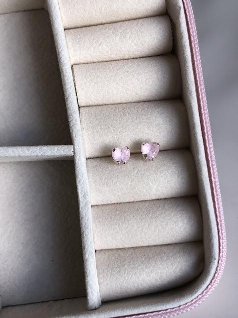 Brinco Pequeno Coração Zircônia Rosa 5mm - Prata 925