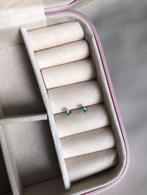 Brinco Zircônia Redonda Verde Turmalina 3mm - Prata 925