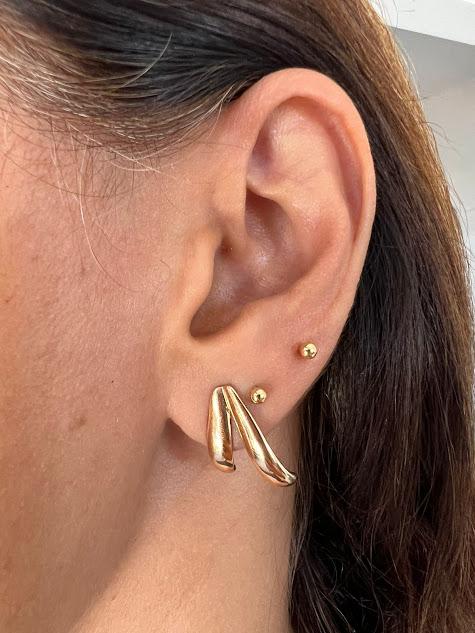 Brinco Desenho Gota Duplo Liso - Banhado a Ouro 18K