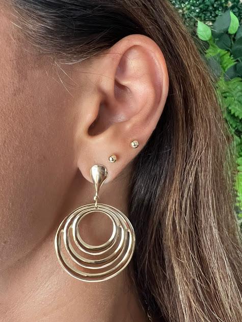 Brinco Grande Círculos  - Banhado a Ouro 18K