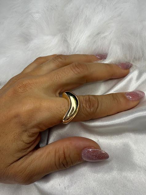 Anel Onda Liso Ajustável - Banhado a Ouro 18K