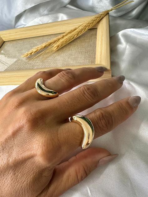 Anel Onda Liso Ajustável - Banhado a Ouro 18K