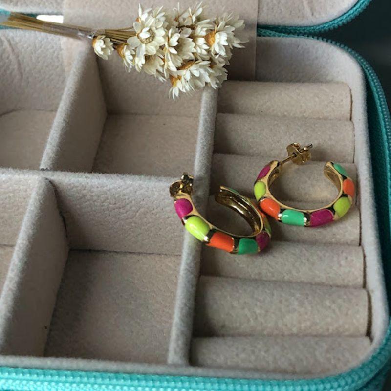 Argolinha Esmaltada Colorida - Banhado a Ouro 18k