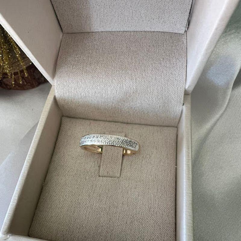 Anel Aparador Boleado 2 Fileiras de Zircônias - Banhado a Ouro 18K