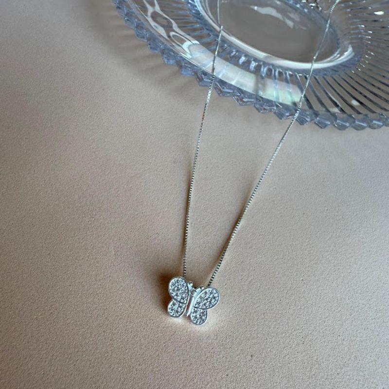 Colar com Pingente de Borboleta Cravejada - Prata925