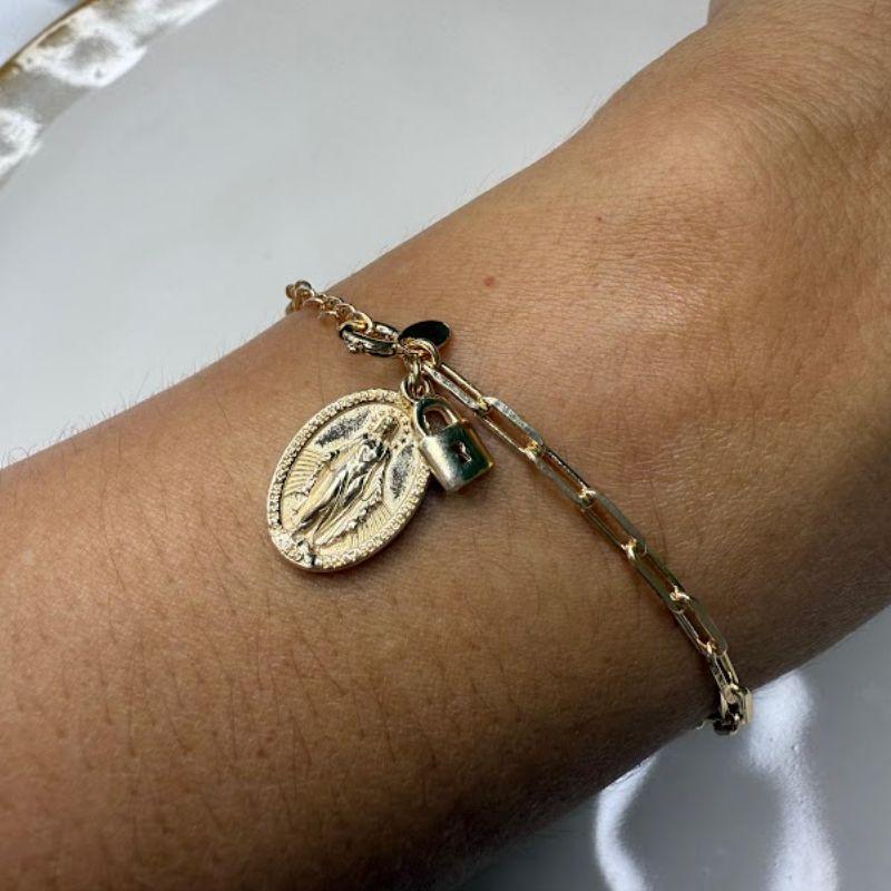 Pulseira Medalha Consagração N Senhora Das Graças - Banhado a Ouro 18k