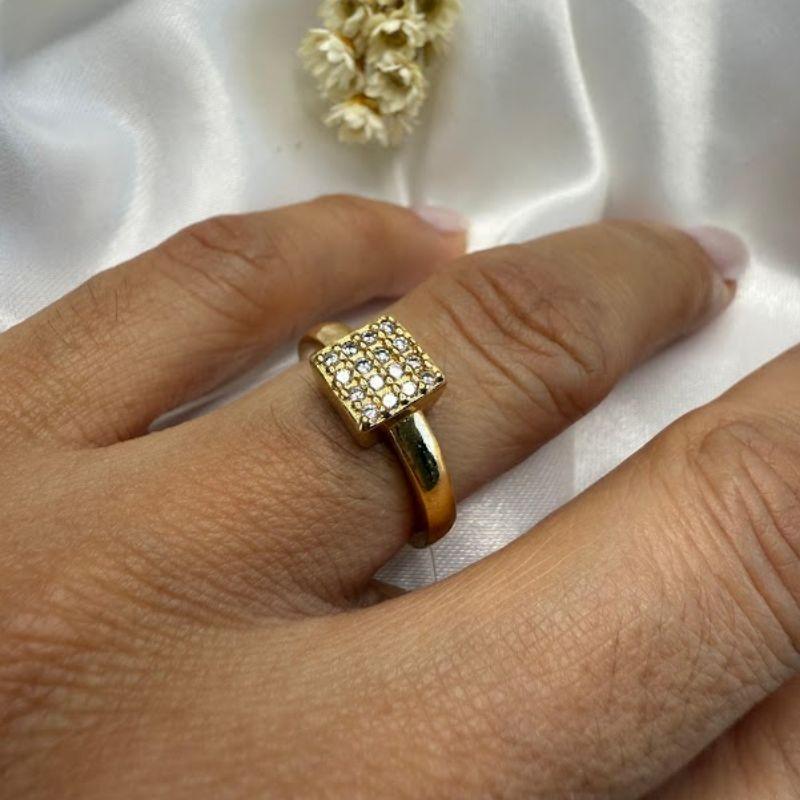 Anel Chuveiro Quadrado - Banhado em Ouro 18k