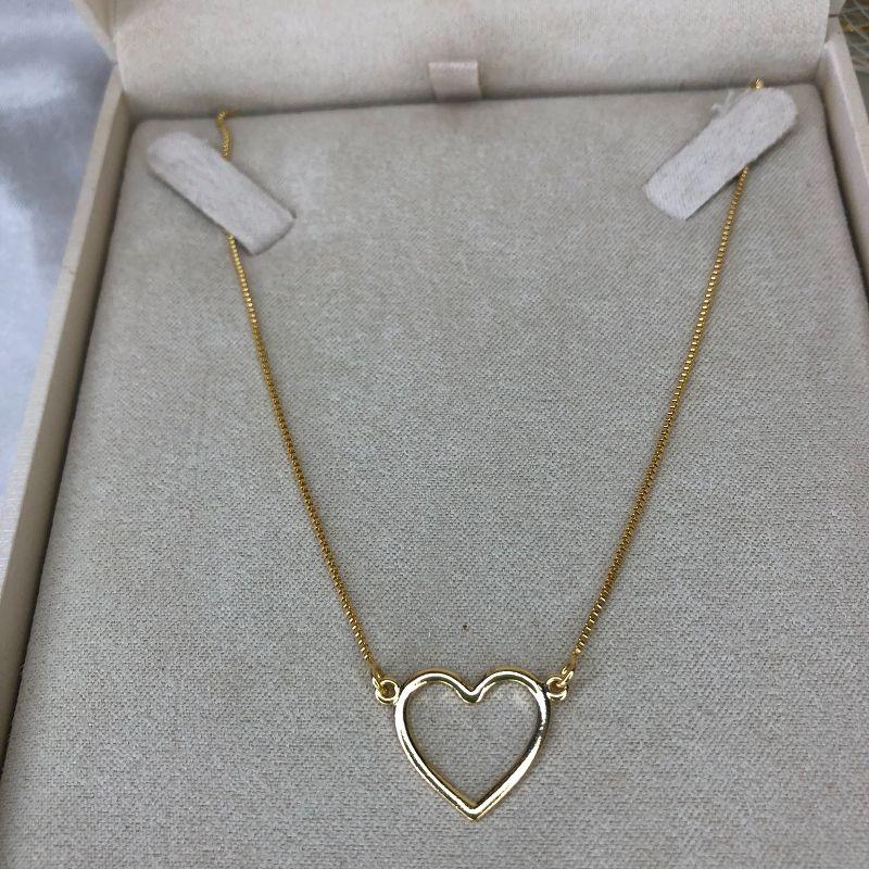 Colar Coração Vazado Dourado - Banhado a Ouro 18K