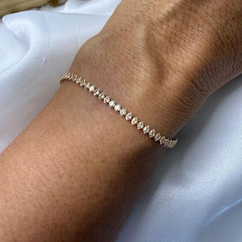 Pulseira Riviera Losangos de Zircônias - Banhada a Ouro 18k