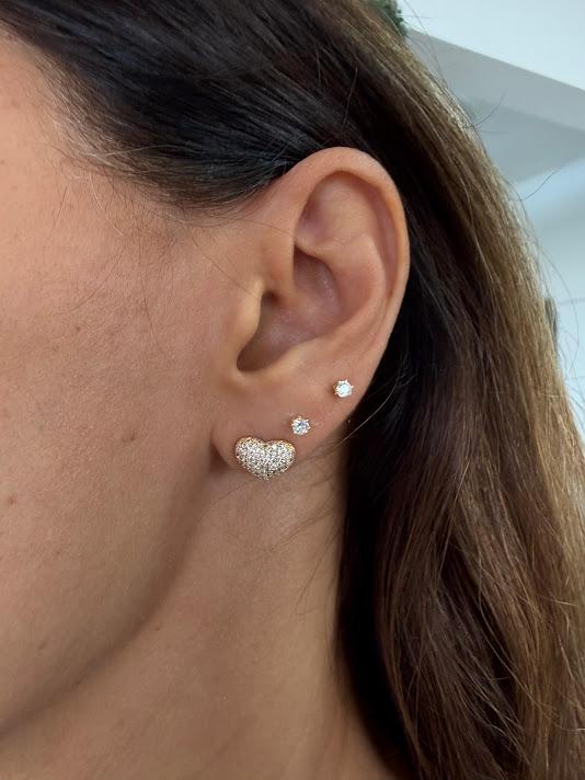 Brinco Pequeno Coração Cravejado Zircônias - Banhado a Ouro 18k