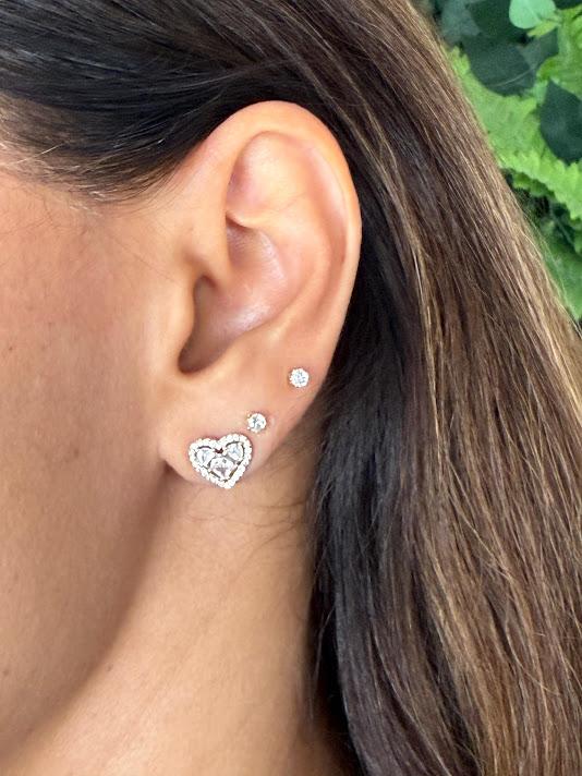 Brinco Coração com Zircônias  - Banhado a Ouro 18K