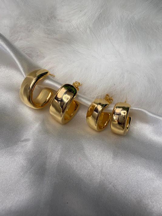 Brinco Argola Curva Média - Banhado a Ouro 18k