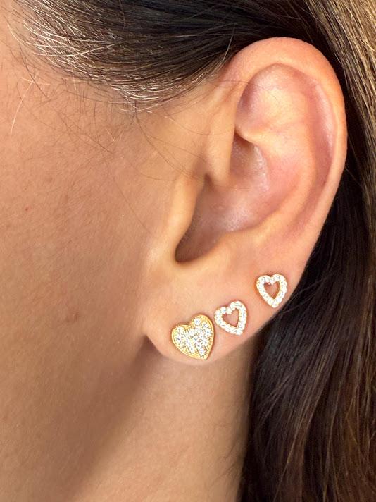 BrincoPequeno Coração Cravejado - Banhado a Ouro 18K
