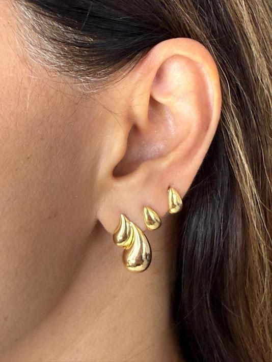 Brincos em Forma de Gota Dupla (Par) - Banhado a Ouro 18k