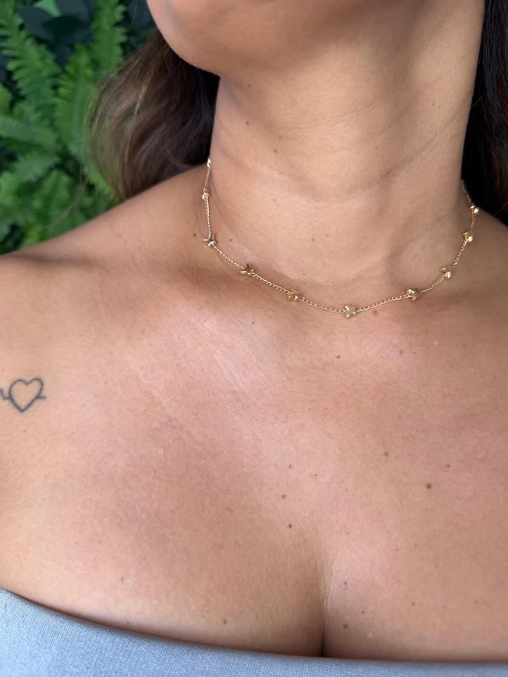 Choker de Borboletas - Banhado a Ouro 18k