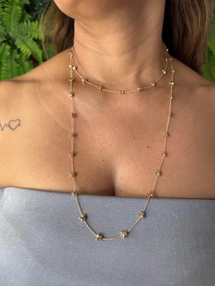 Colar Longo de Borboletas - Banhado a Ouro 18k