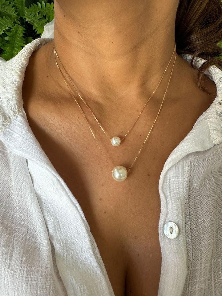 Colar Duplo com Pérola - Banhado a Ouro 18k