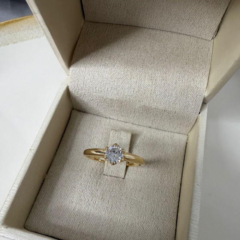 Anel Solitário Zircônia 5mm - Banhado a Ouro 18K