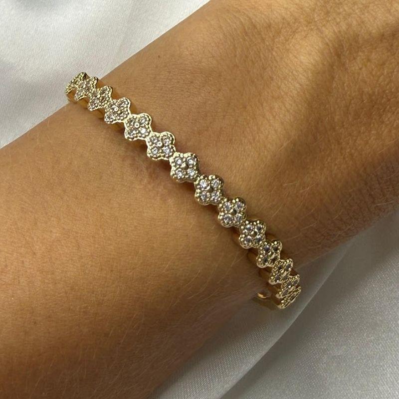 Bracelete Tevos Cravejados Zircônias - Banhado a Ouro 18k