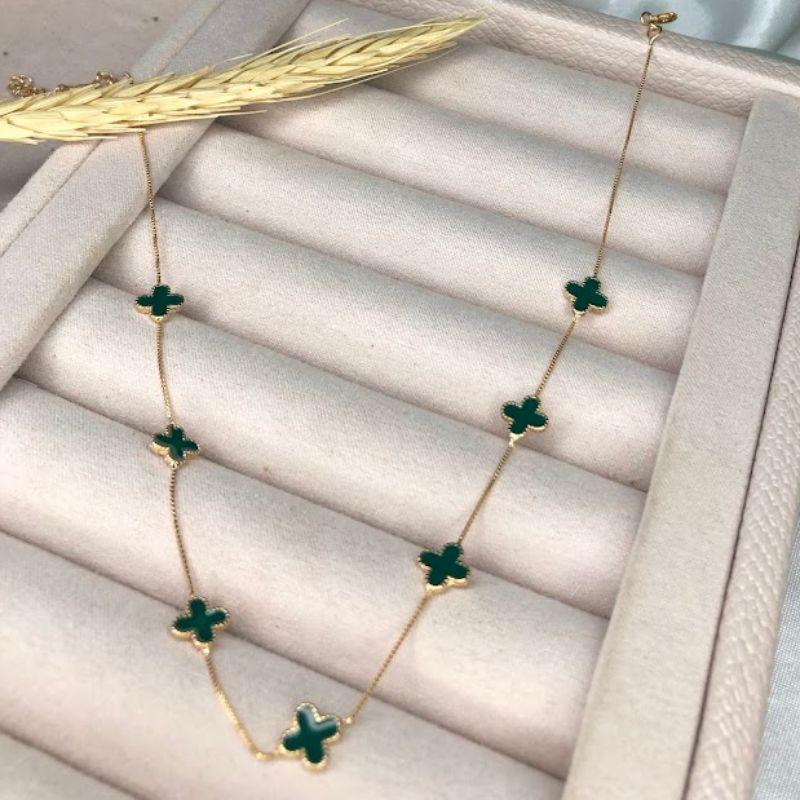 Choker Inspiração Jóia Trevo Verde - Banhado a Ouro 18K