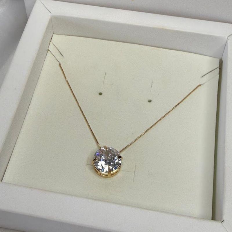 Colar Ponto de Luz Grande de Zircônia - Banhado a Ouro 18K