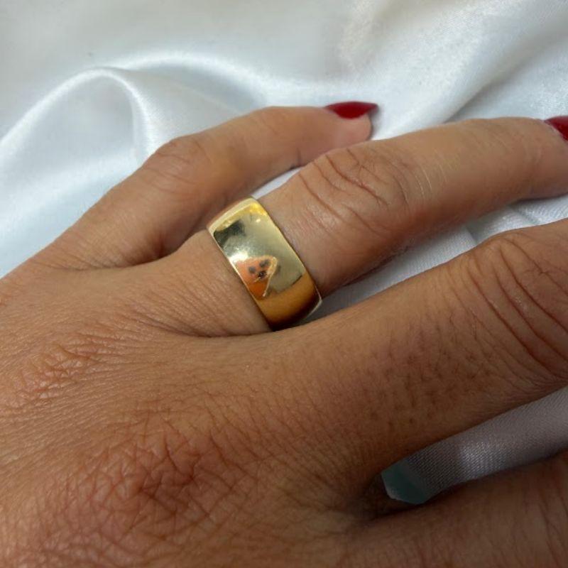 Aliança Boleada Grossa 8mm - Banhado a Ouro 18k
