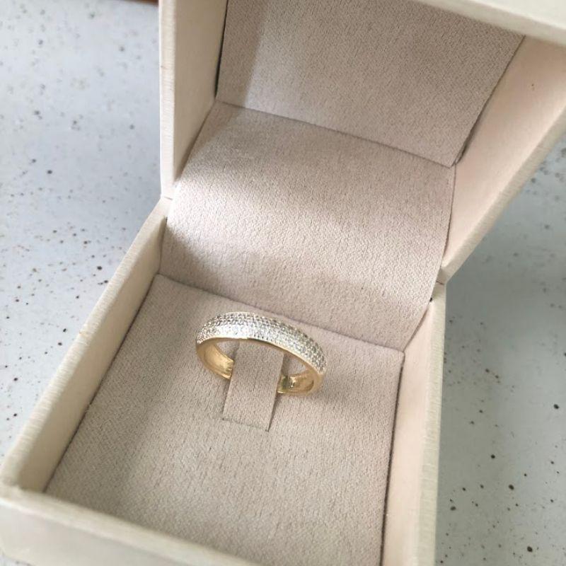 Anel Aparador Boleado 3 Fileiras de Zircônias - Banhado a Ouro 18K