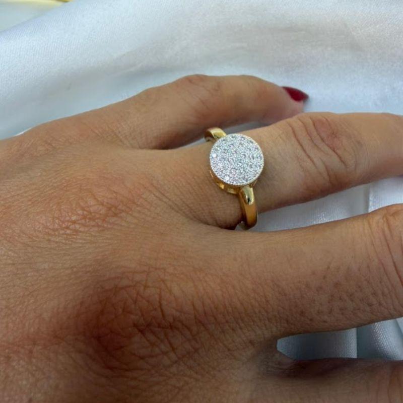 Anel Chuveiro Redondo Cravejado com Zircônias 9mm - Banhado a Ouro 18k