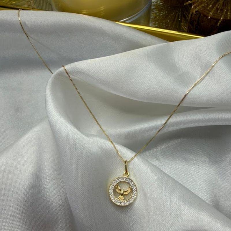 Colar com Pingente Divino Espírito Santo - Banhado a Ouro 18k