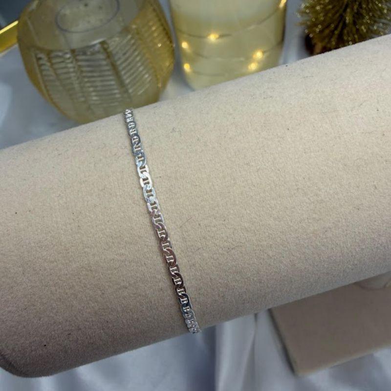 Pulseira Piastrine Fina 20cm - Prata 925