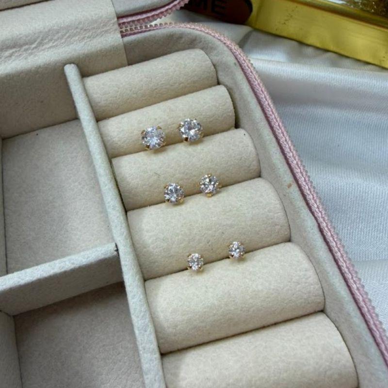 Trio Brinco Ponto de Luz Redondo - Banhado a Ouro 18k