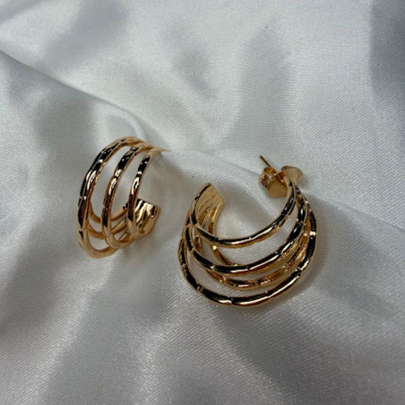 Argola 5 Fios Grande - Banhada de Ouro 18k