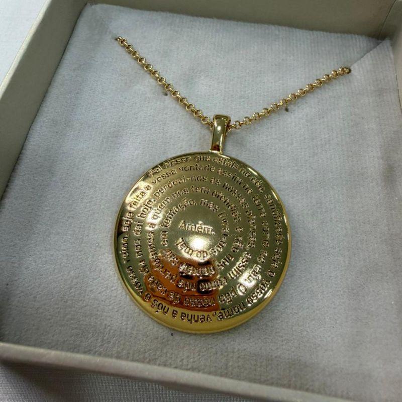 Pingente Grande Medalha Oração Do Pai Nosso - Banhado a Ouro 18k