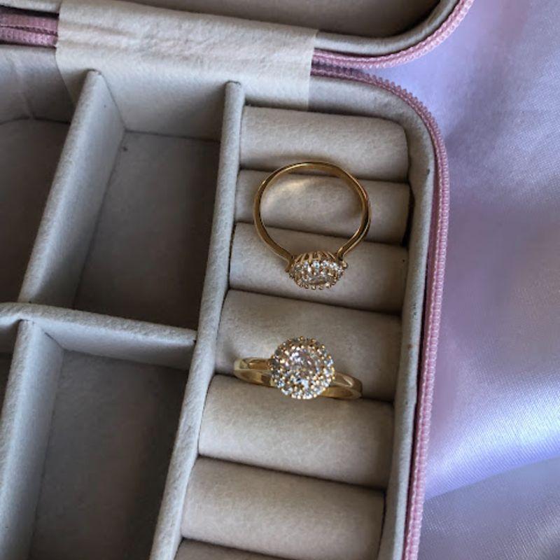 Anel Chuveiro Estilo Flor Cravejado de Zircônias (und) - Banhado a Ouro 18k