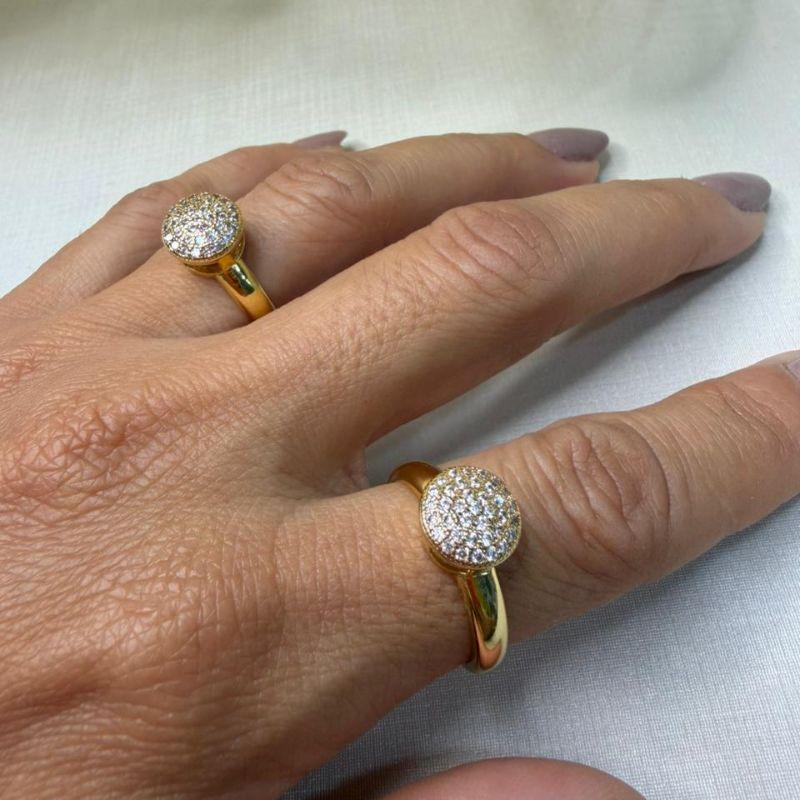 Anel Chuveiro Redondo Cravejado de Zircônias (und) - Banhado A Ouro 18K