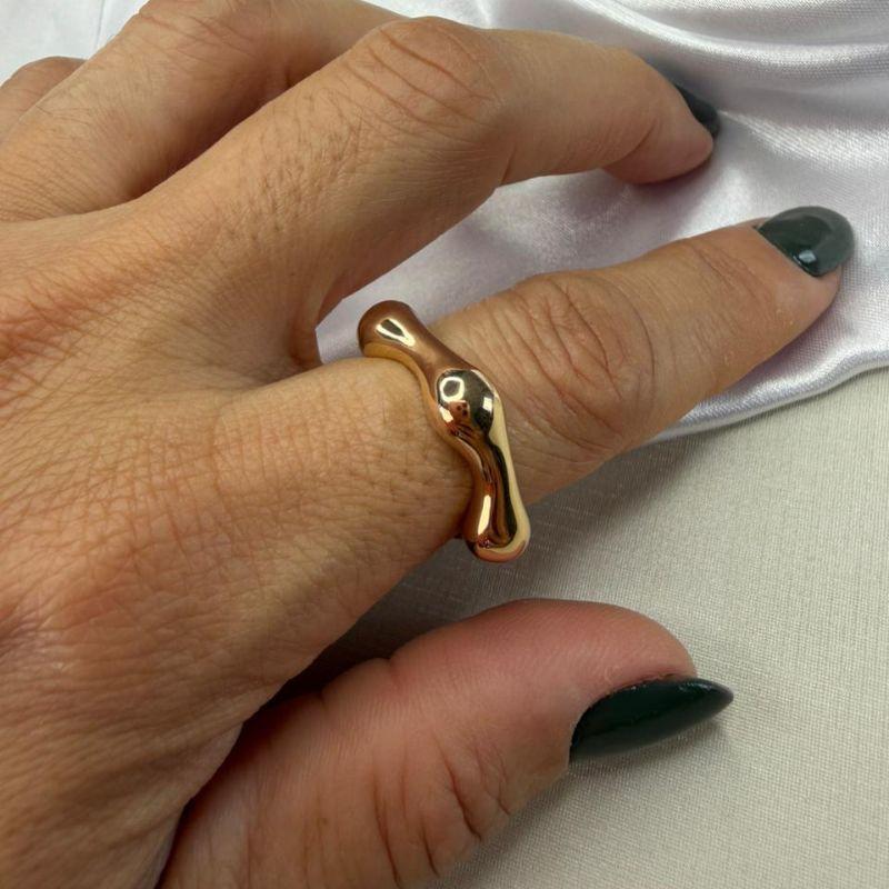 Anel Regulável Orgânico - Banhado a Ouro 18k