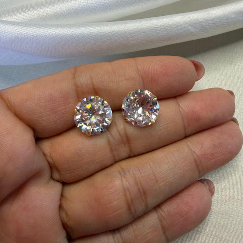Brinco Ponto de Luz Grande 12mm - Banhado a Ouro 18k