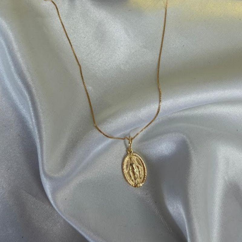 Colar Medalha Milagrosa Nossa Sra Das Graças - Banhado a Ouro 18k