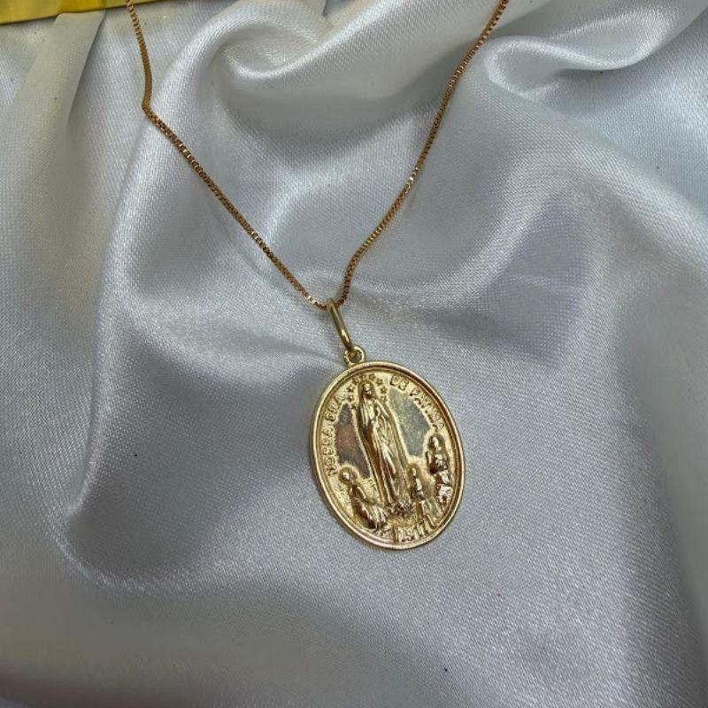 Pingente Medalha Nossa Senhora de Fátima - Banhado a Ouro 18k