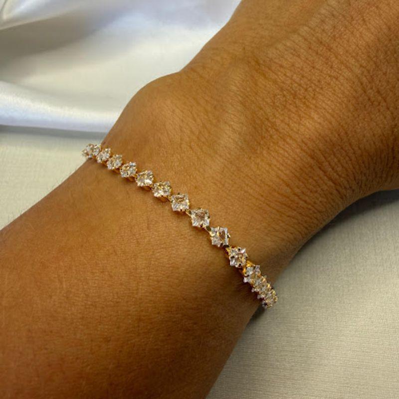 Pulseira Riviera com Zircônias Quadradinhas - Banhadas a  Ouro 18k