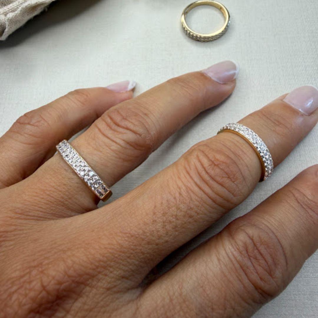 Anel Aparador 2 Fileiras de Zircônias (Und) - Banhado a Ouro 18k