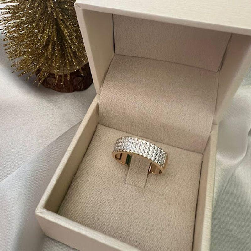 Anel Aparador  4 Fileiras de Zircônias - Banhado a Ouro 18K