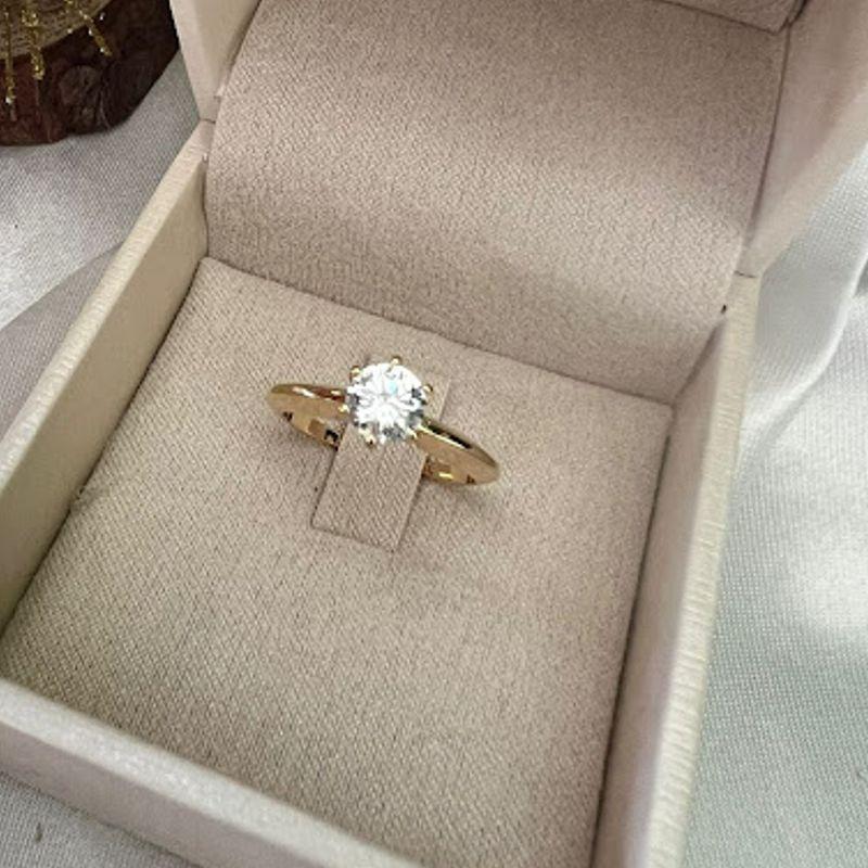 Anel Solitário Inspiração Joia - Banhado a Ouro 18k
